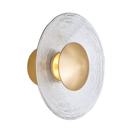 Besa Lighting Sly Sconce, Brushed Brass/Clear, 1x7W LED SLYBB-LED